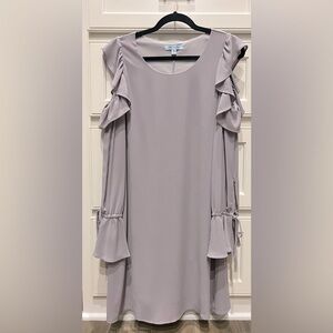 Stylish Ruffle Sleeve Dress in Light Gray/Lavender